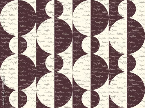 Tapety Kawa. Streszczenie ziaren kawy na brązowym tle z napisem.