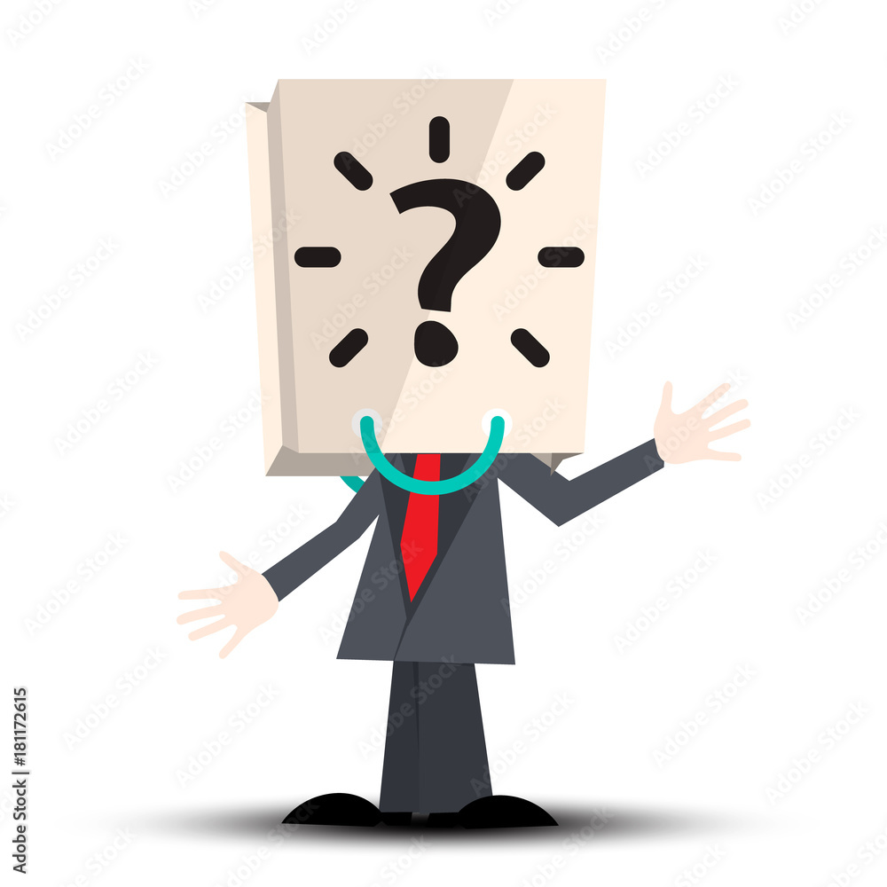 Unknown Man with Paper Bag with Question Mark on Head Unknown Man with Paper Bag with Question Mark on Head