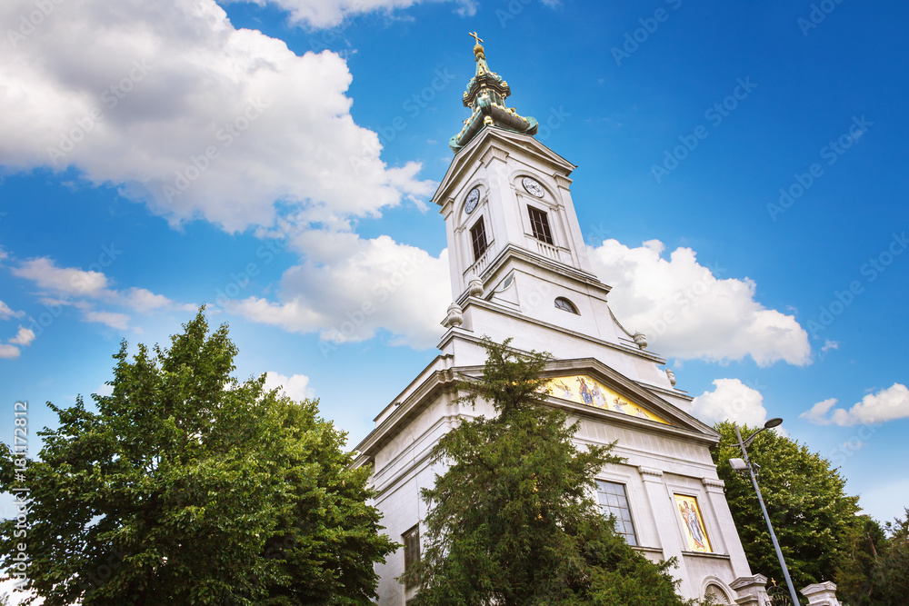 Fototapeta premium Belgrade, Serbia - 19 July, 2016: St. Michael's Cathedral, Orthodox church in the center of the city, an impressive cultural monument