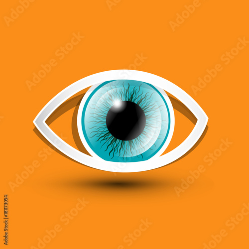 Eye Symbol on Orange Background.