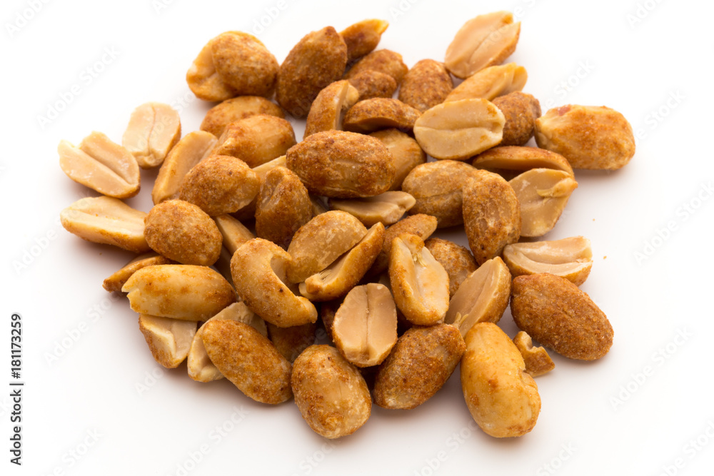 Peeled peanuts on the isolated background. Peeled peanuts on the isolated background.