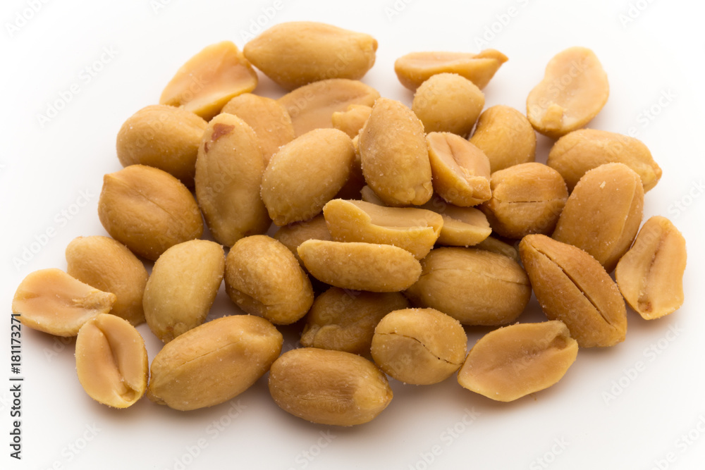 Peeled peanuts on the isolated background. Peeled peanuts on the isolated background.