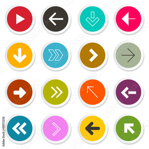 Arrow. Vector Set. Arrows in Colorful Paper Circles.