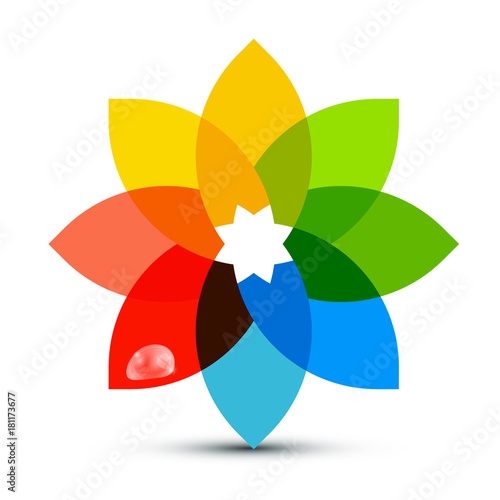Abstract Colorful Shape. Flower Symbol with Rain Drop for Logo Designs. Vector.