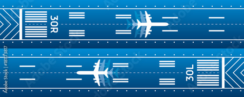 Aircraft on the runway. Aviation transportation illustration. Plane is on the runway. Vector design 