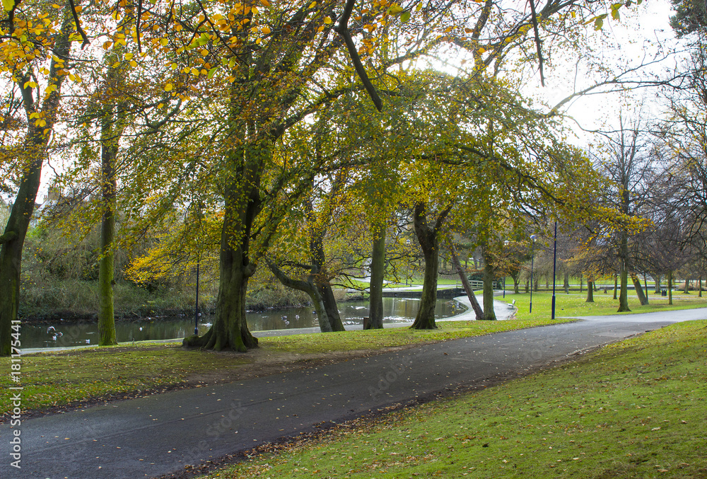The small tree lined river that flows through Ward Park in Bangor County Down in Northern Ireland The small tree lined river that flows through Ward Park in Bangor County Down in Northern Ireland