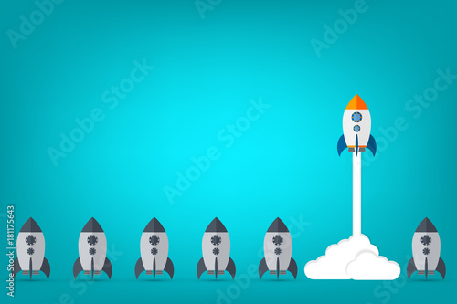 Think differently - Being different, taking risky, move for success in life -The graphic of rocket also represents the concept of courage, enterprise, confidence, belief, fearless, daring,
