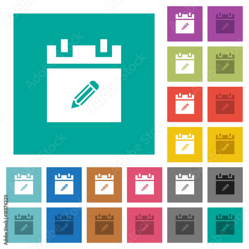 Edit schedule item square flat multi colored icons
