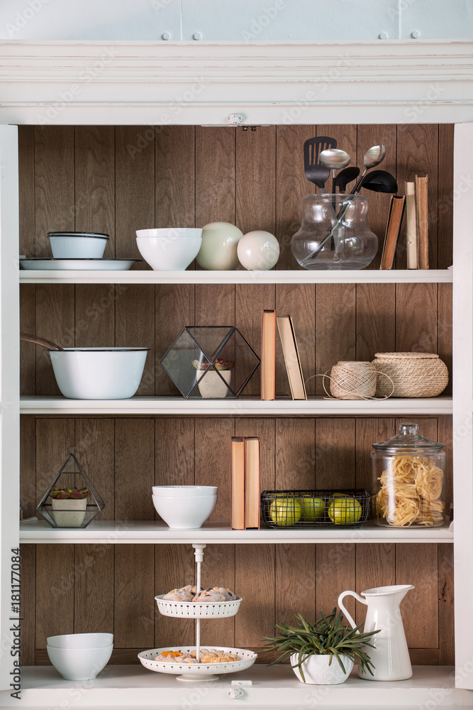 kitchen cupboard with kitchen accessories beautiful interior concept