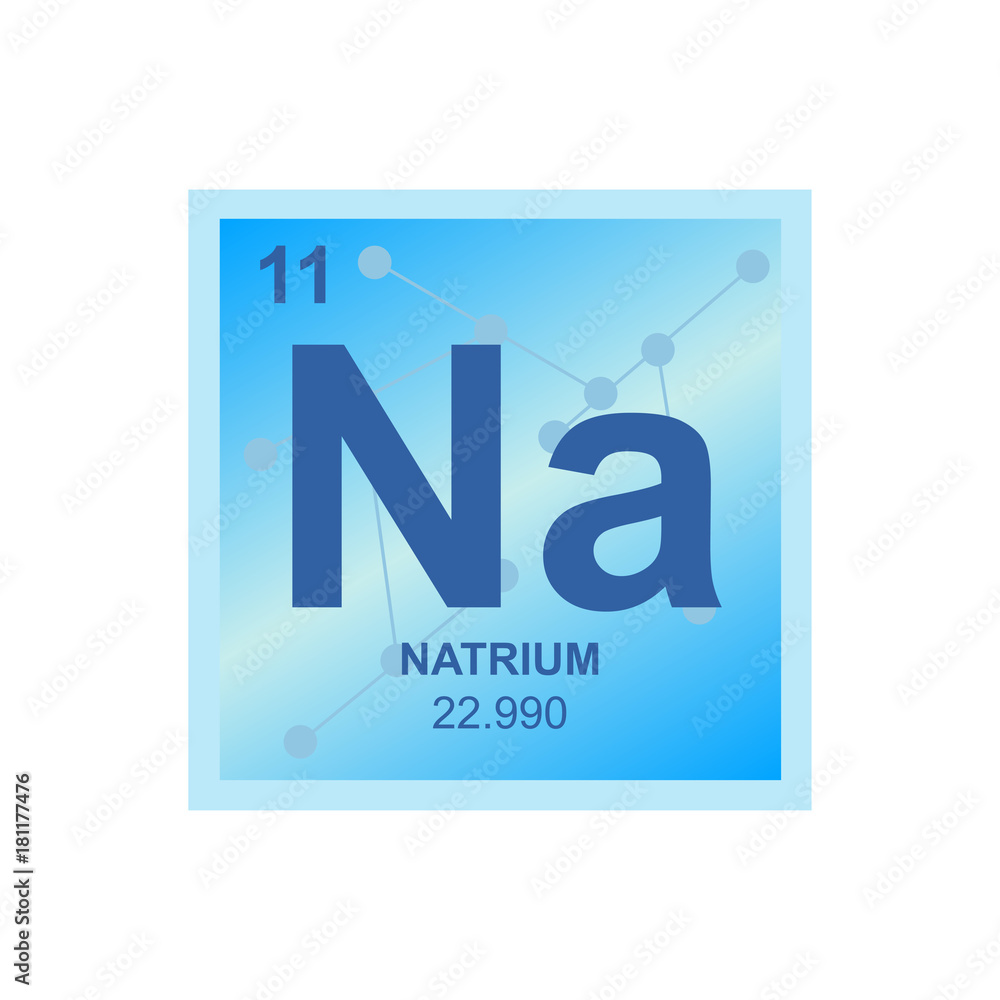 Vector symbol of Sodium from the Periodic Table of the elements on the background from connected molecules Vector symbol of Sodium from the Periodic Table of the elements on the background from connected molecules
