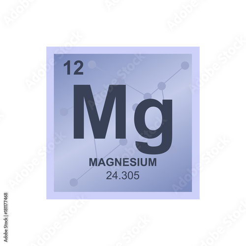 Vector symbol of Magnesium from the Periodic Table of the elements on the background from connected molecules
