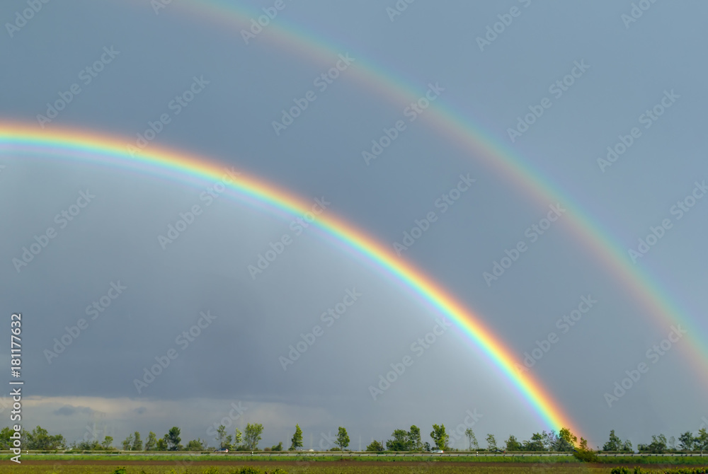 double rainbow in the sky