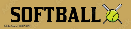 Softball and Ball Word Art Banner Illustration