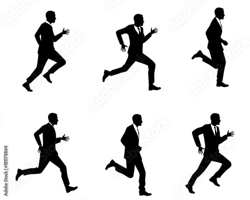 Silhouettes of men running