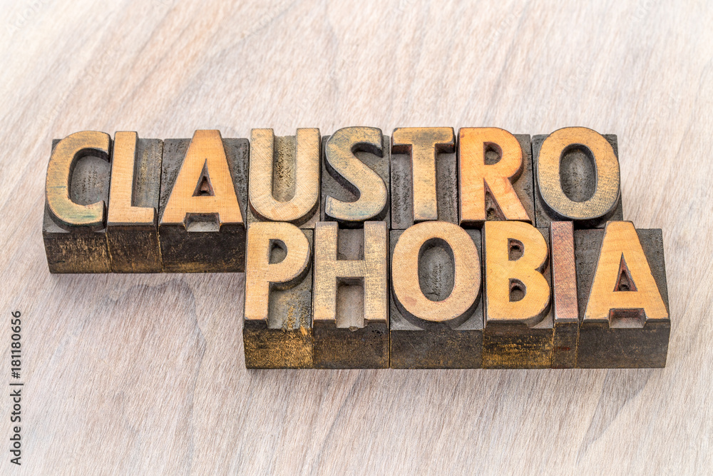 Fototapeta premium claustrophobia word abstract in wood type