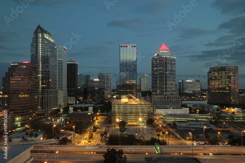tampa florida nightphoto skyline street view