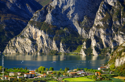 Tablou canvas Panorama of the Lake Garda - Riva del Garda, Italy, Europe