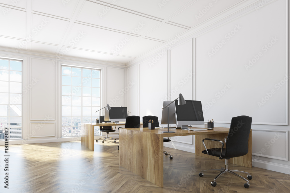 White open space office interior corner White open space office interior corner