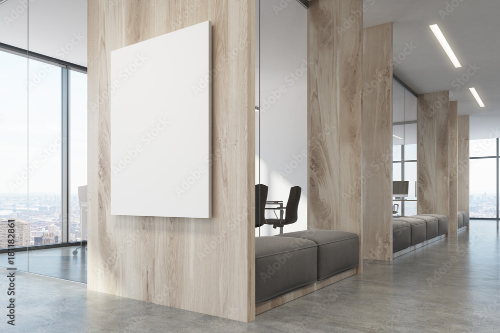 Wooden office waiting area and conference room Wooden office waiting area and conference room