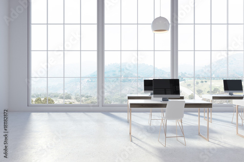 White office interior, magnificent view