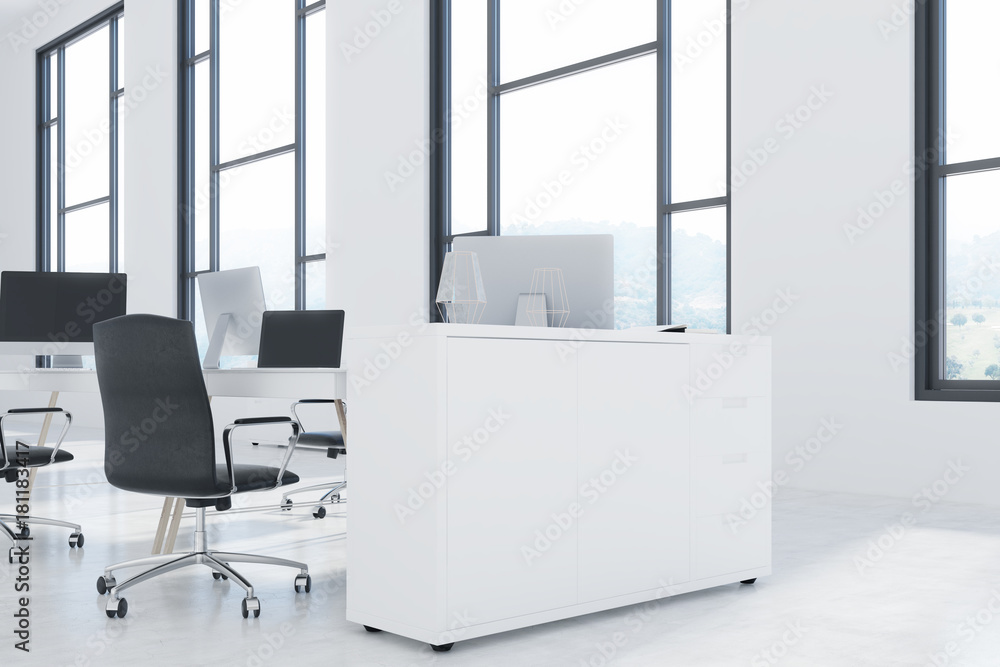 Fototapeta premium Loft open space office interior side