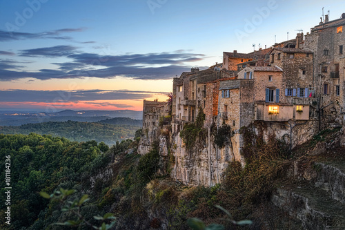 Mountain village Tourrettes-sur-Loup on sunset, Alpes-Maritimes, France photo