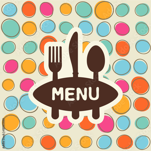 Fork, spoon and knife, tag for text. Flat design