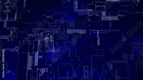 Wallpaper Mural Blue diagram of electronic circuit boards, looped background Torontodigital.ca