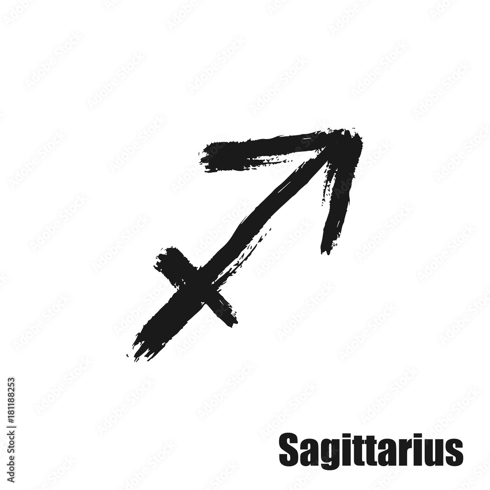 Vector zodiac sign with text. Hand drawn calligraphic horoscope icon ...