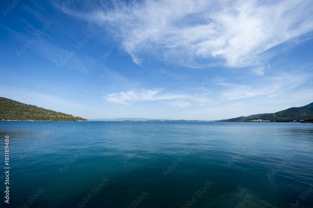 Beautiful empty blue bay on Bodrum Peninsular, Turkey