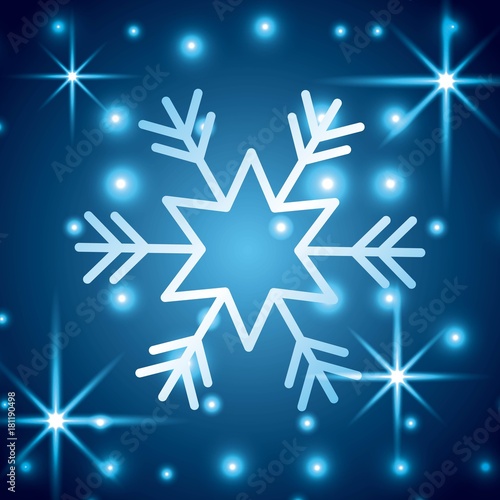 snowflake christmas decoration starry blue background vector illustration