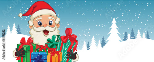 Santa Claus holding Christmas gifts