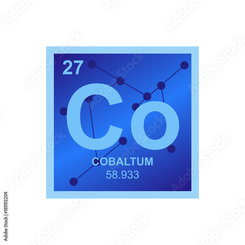 Vector symbol of Cobalt from the Periodic Table of the elements on the background from connected molecules