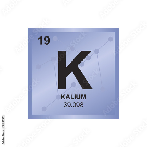 Vector symbol of Potassium from the Periodic Table of the elements on the background from connected molecules
