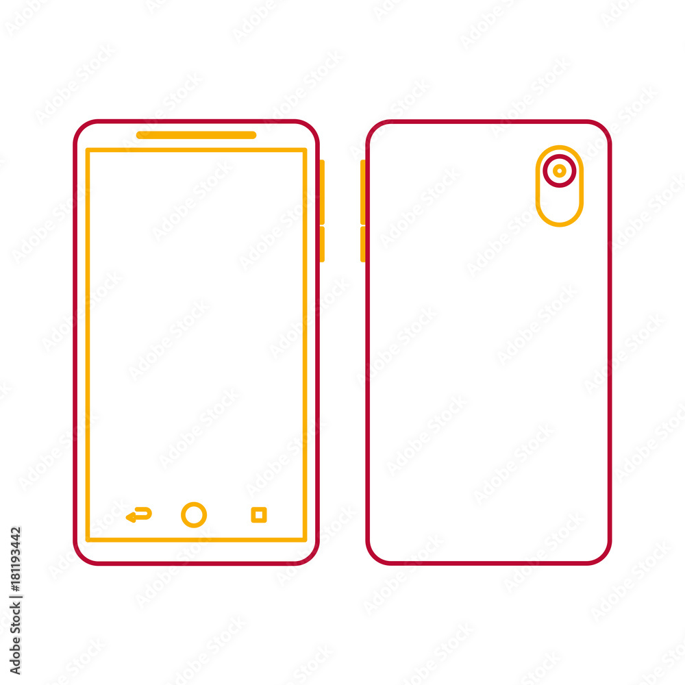 smartphone gadget didigtal front and back view design vector illustration smartphone gadget didigtal front and back view design vector illustration