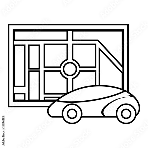 map navigation car autonomous web application vector illustration