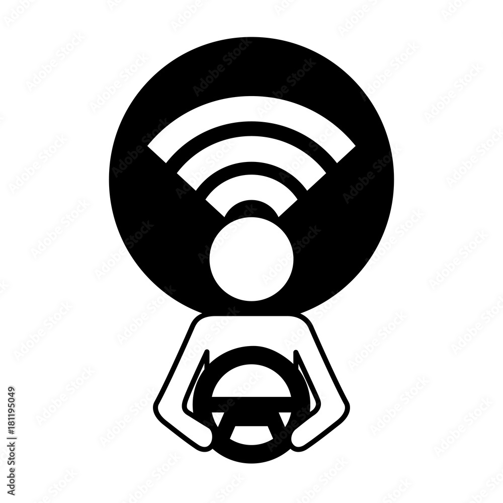 driver at steering wheel signal autonomous design vector illustration driver at steering wheel signal autonomous design vector illustration