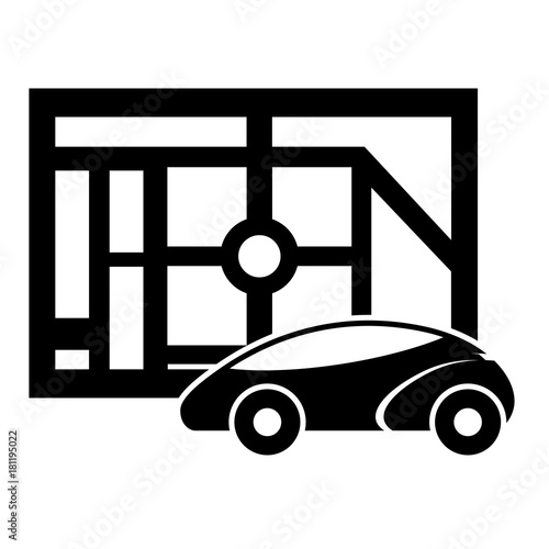 map navigation car autonomous web application vector illustration