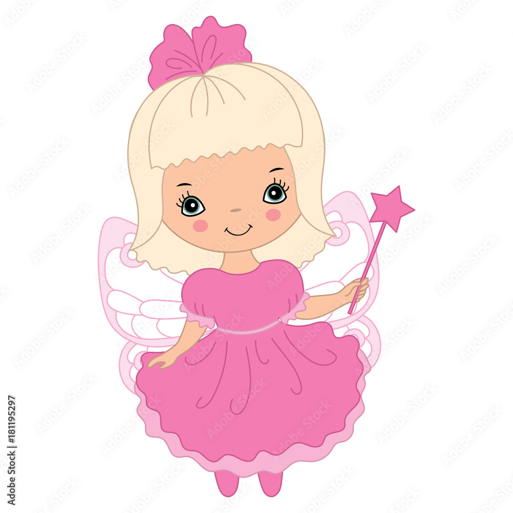 Vector Cute Little Fairy with Magic Wand