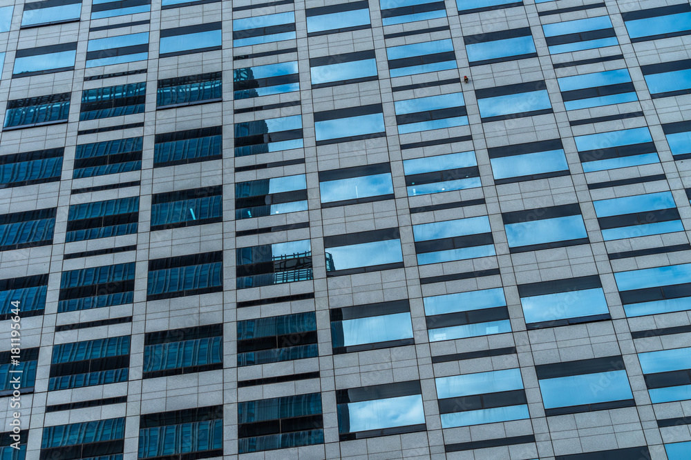 Close-Up of Modern Office Buildings in city of China.. Close-Up of Modern Office Buildings in city of China..