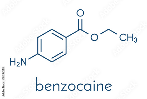 Benzocaine local anesthetic drug molecule. Skeletal formula.