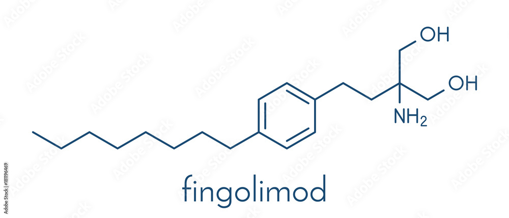 Fototapeta premium Fingolimod multiple sclerosis (MS) drug molecule. Skeletal formula.