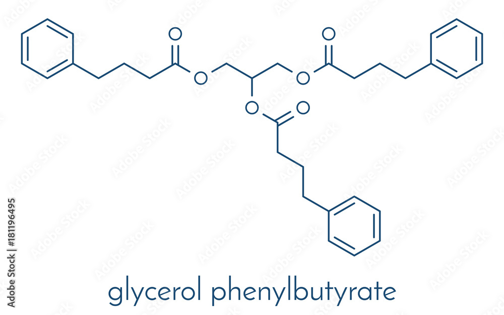 Fototapeta premium Glycerol phenylbutyrate urea cycle disorder drug molecule. Skeletal formula.