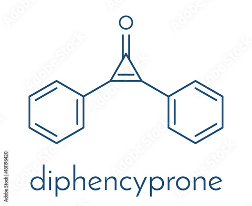 Diphencyprone (diphenylcyclopropenone) alopecia treatment drug molecule. Skeletal formula.