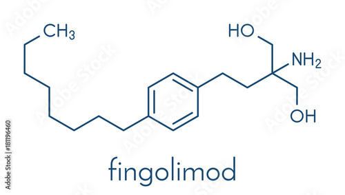 Fingolimod multiple sclerosis (MS) drug molecule. Skeletal formula.