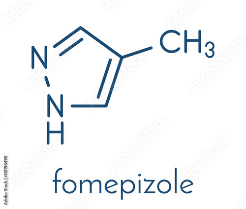 Fomepizole methanol poisoning antidote molecule. Skeletal formula. photo