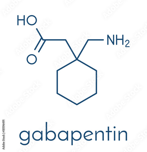 Gapapentin drug molecule. Used in treatment of seizures and neuropathic pain. Skeletal formula. photo