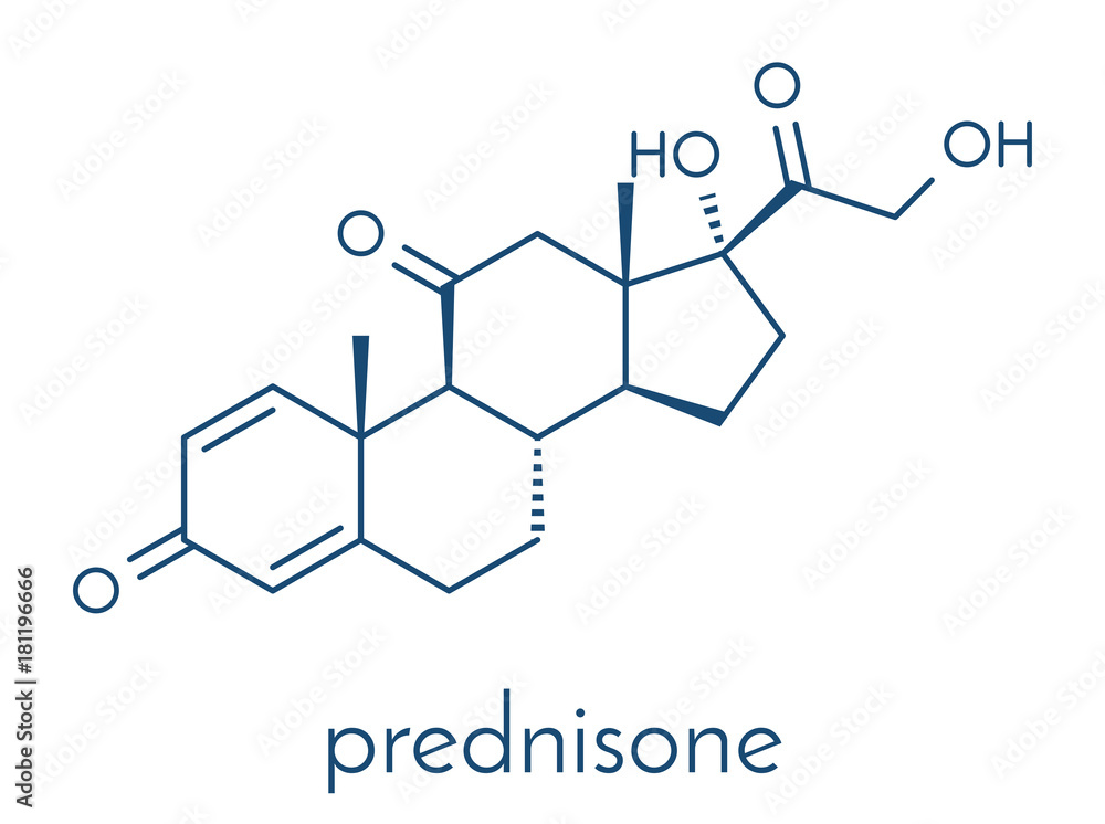 Fototapeta premium Prednisone corticosteroid drug molecule. Skeletal formula.