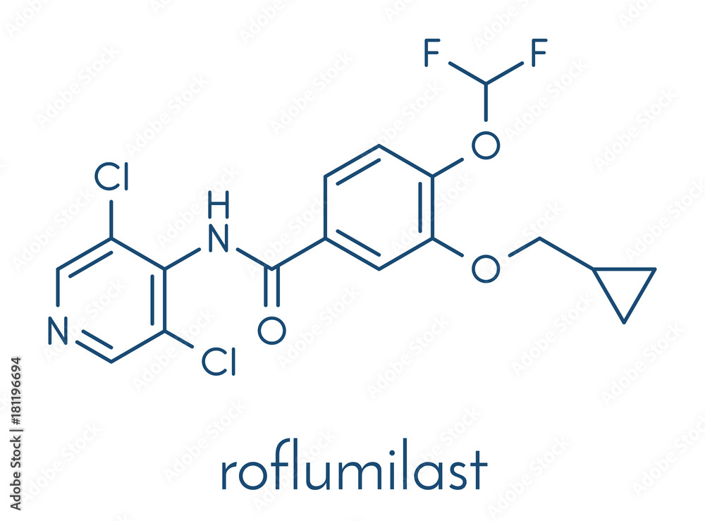 Roflumilast COPD drug molecule (PDE4 inhibitor). Skeletal formula.