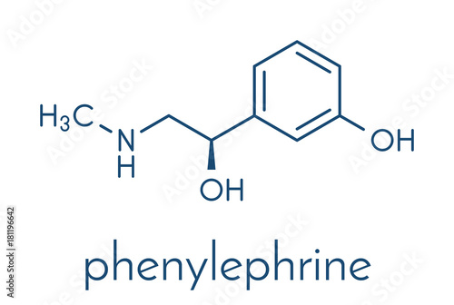 Phenylephrine nasal decongestant drug molecule. Skeletal formula.